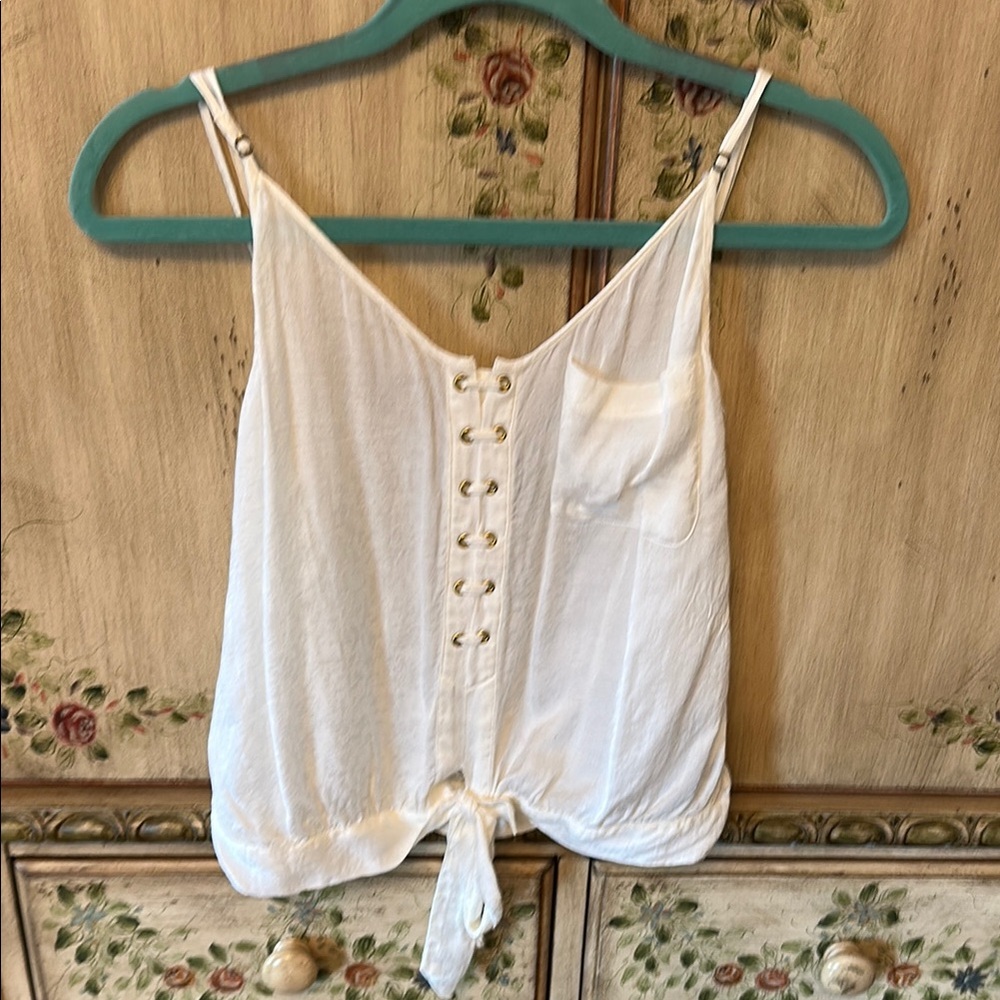 White Lace-Up Women's Top
